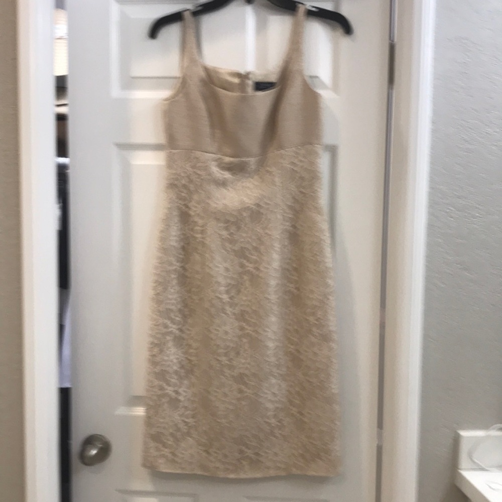 Tahari two piece social dress size 2 . Champagne color , satin and lace .